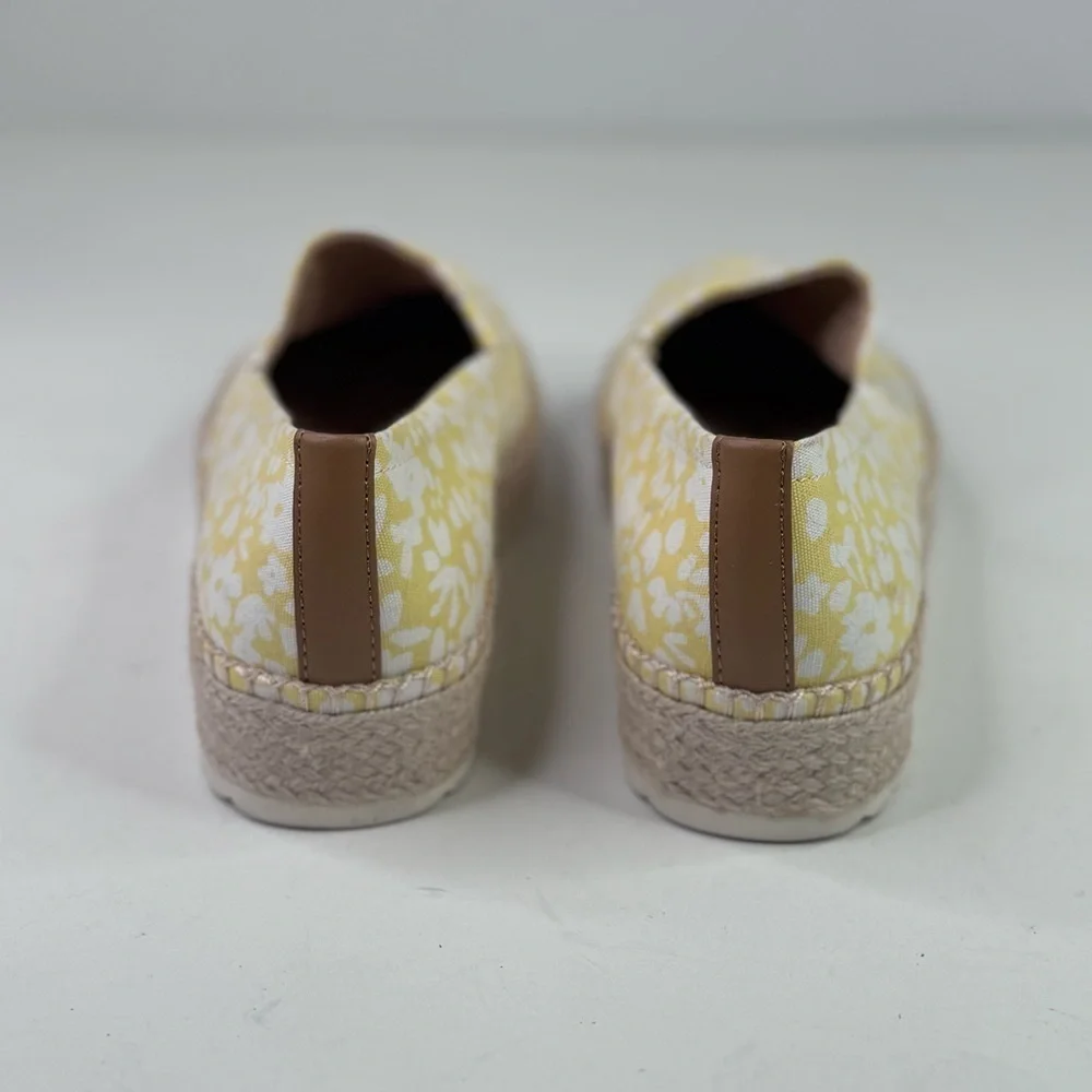 Dr. Scholl's Sunray platform espadrille slip on shoes yellow white flowers 8